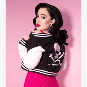 Vixen by Micheline Pitt letterman jacket xs/s